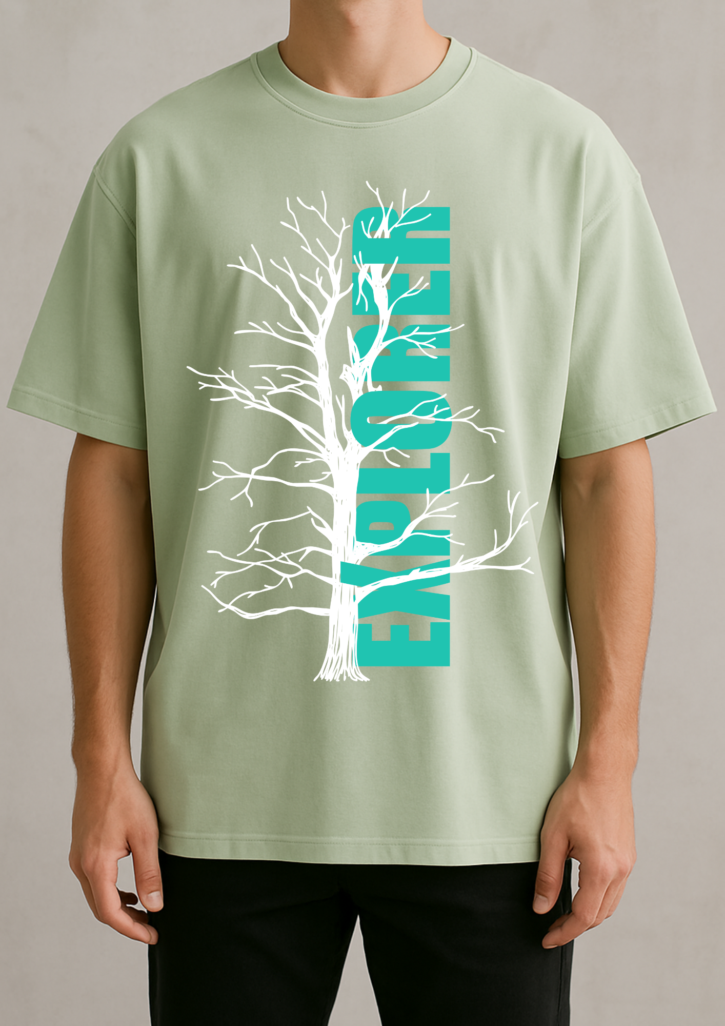 220 GSM Pale Green Cotton T-Shirt | Durable & Stylish with DTF Print
