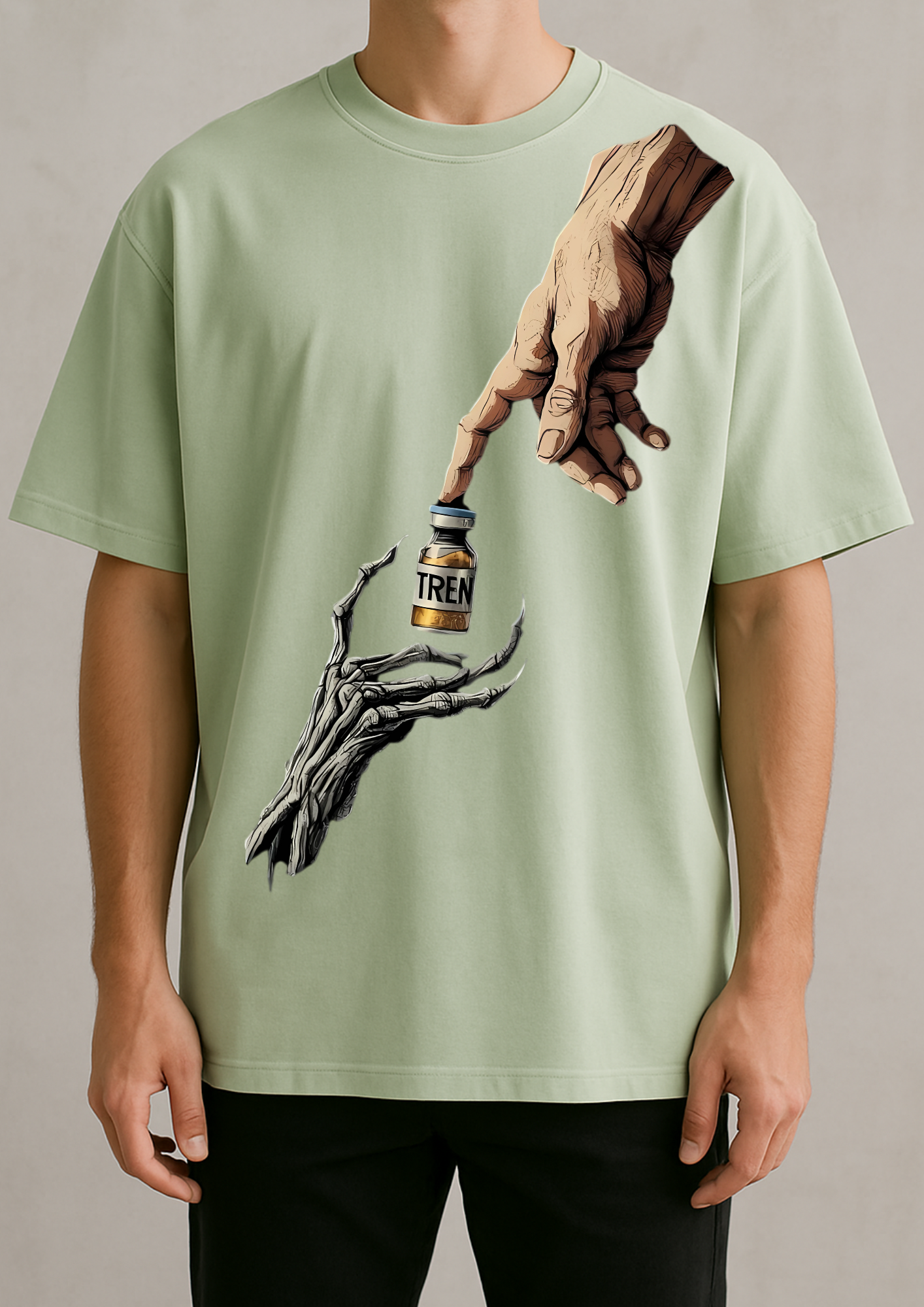 Premium 220 GSM Pale Green Cotton T-Shirt | High-Quality DTF Printing