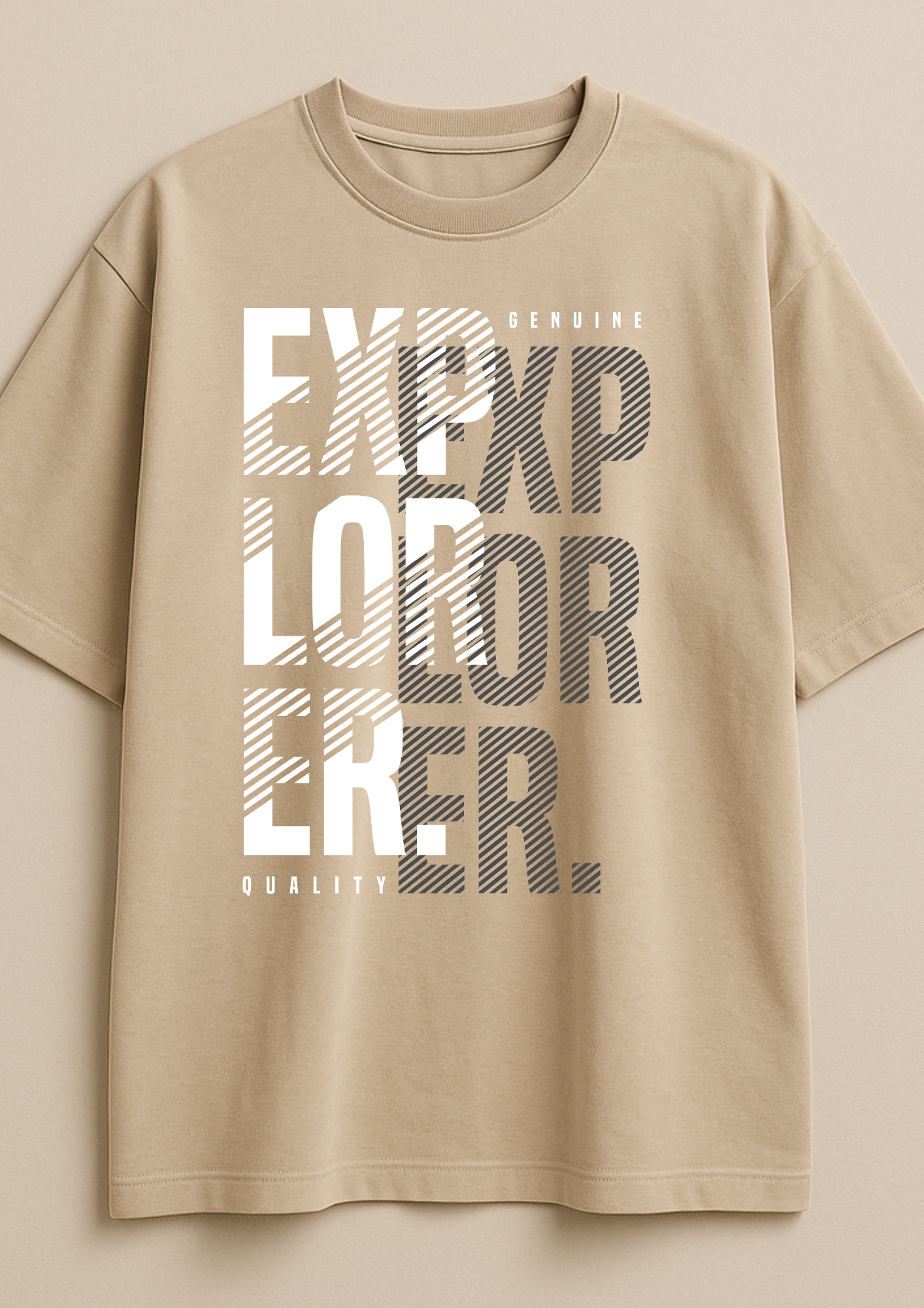 Oversized Beige French Terry Tee | 240 GSM Heavy Luxe Fabric