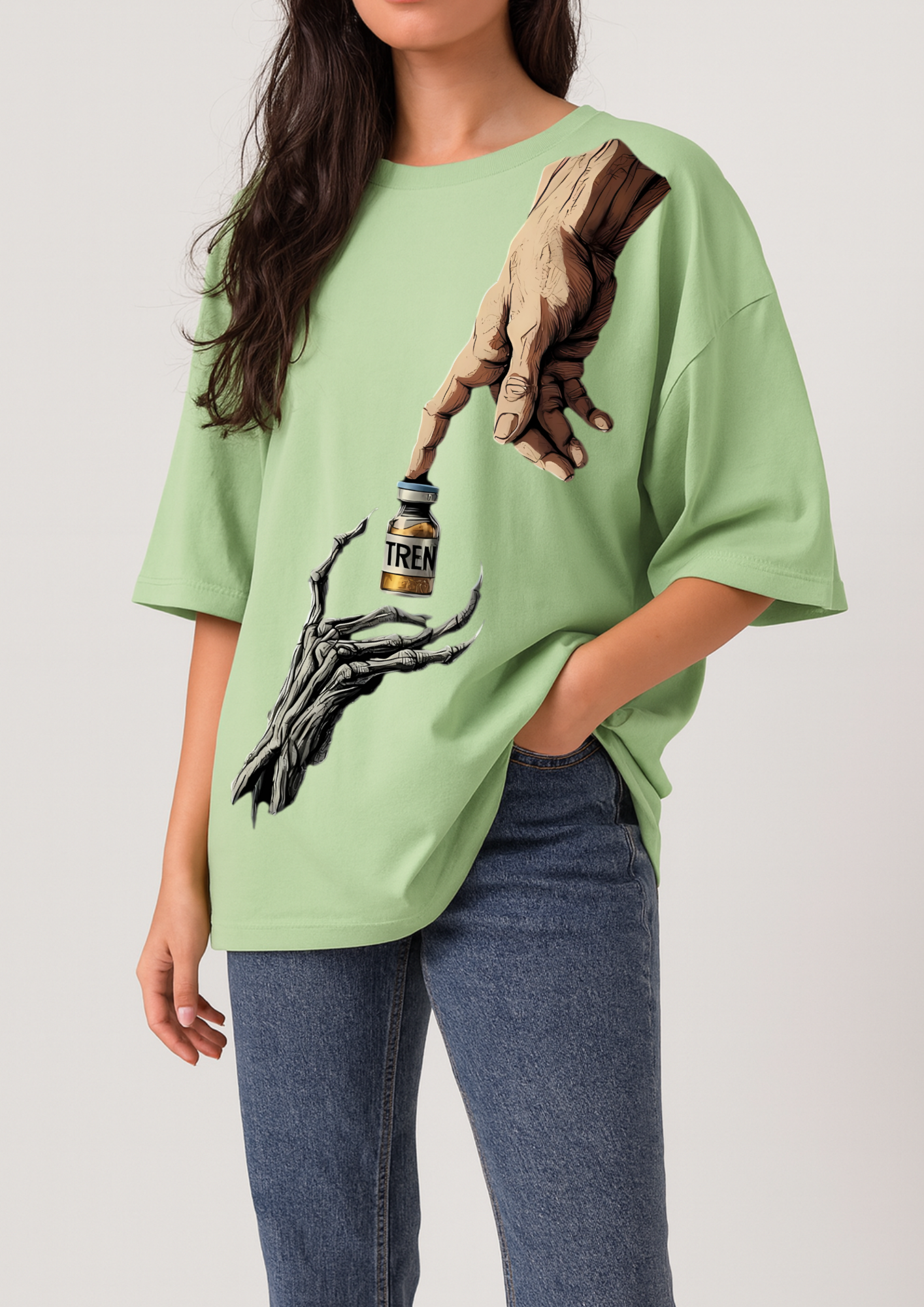 Premium 220 GSM Pale Green Cotton T-Shirt | High-Quality DTF Printing