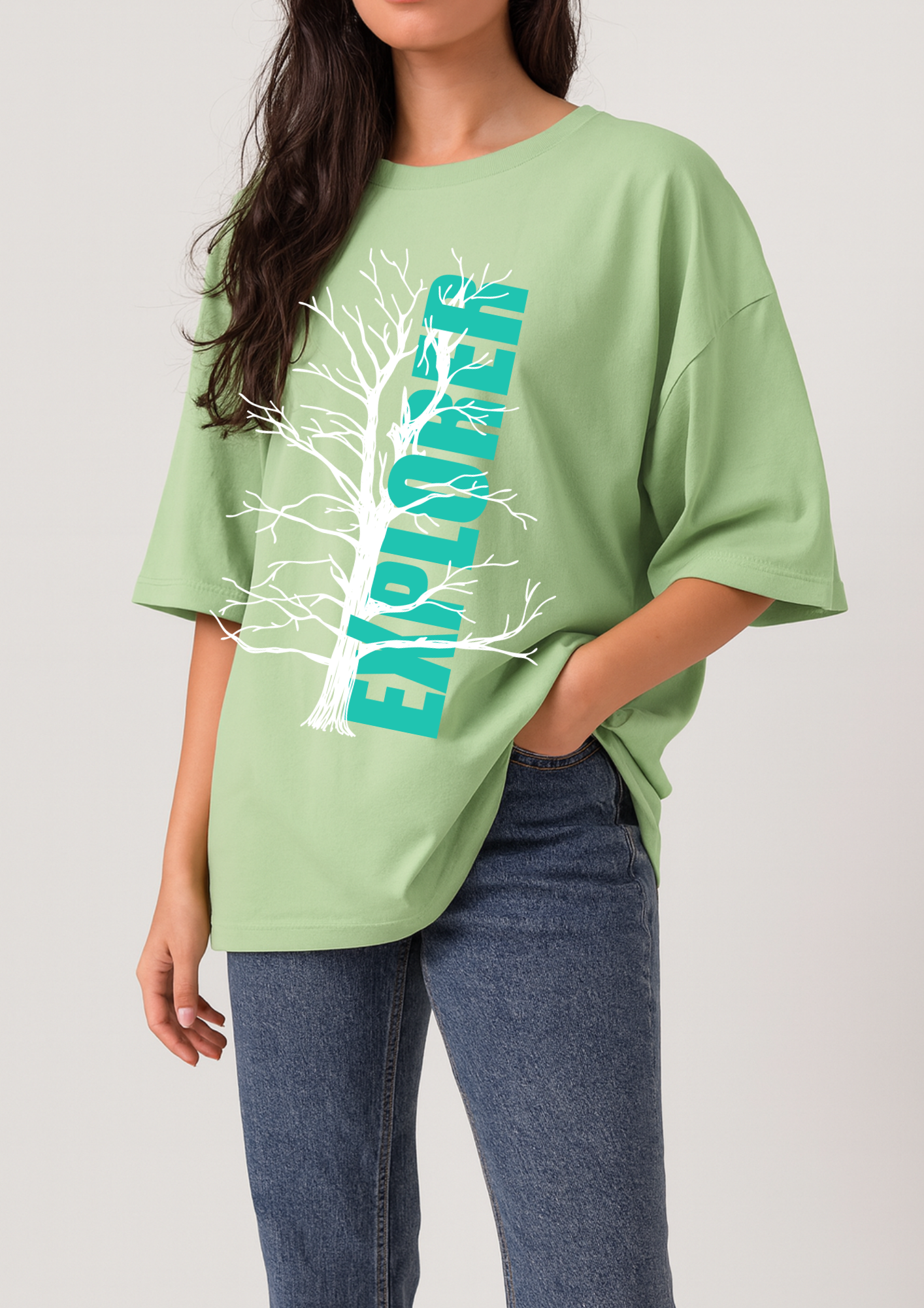 220 GSM Pale Green Cotton T-Shirt | Durable & Stylish with DTF Print