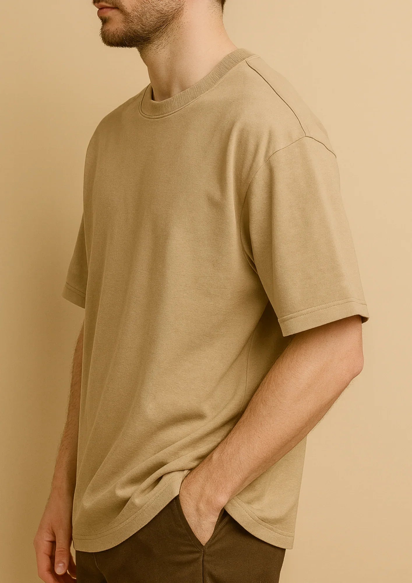 The Beige Origin Tee | Heavy French Terry 240 GSM