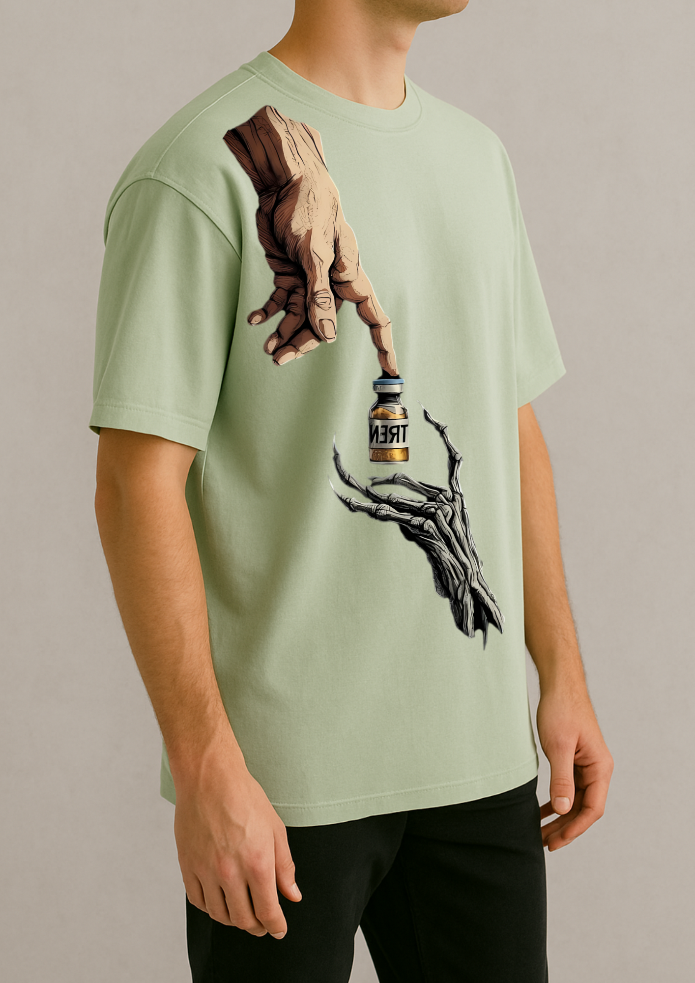 Premium 220 GSM Pale Green Cotton T-Shirt | High-Quality DTF Printing