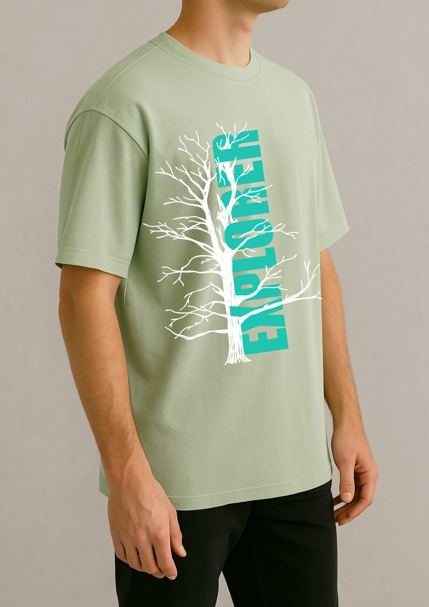 220 GSM Pale Green Cotton T-Shirt | Durable & Stylish with DTF Print